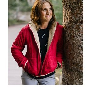 Zyia red reversible hooded jacket.  Size medium